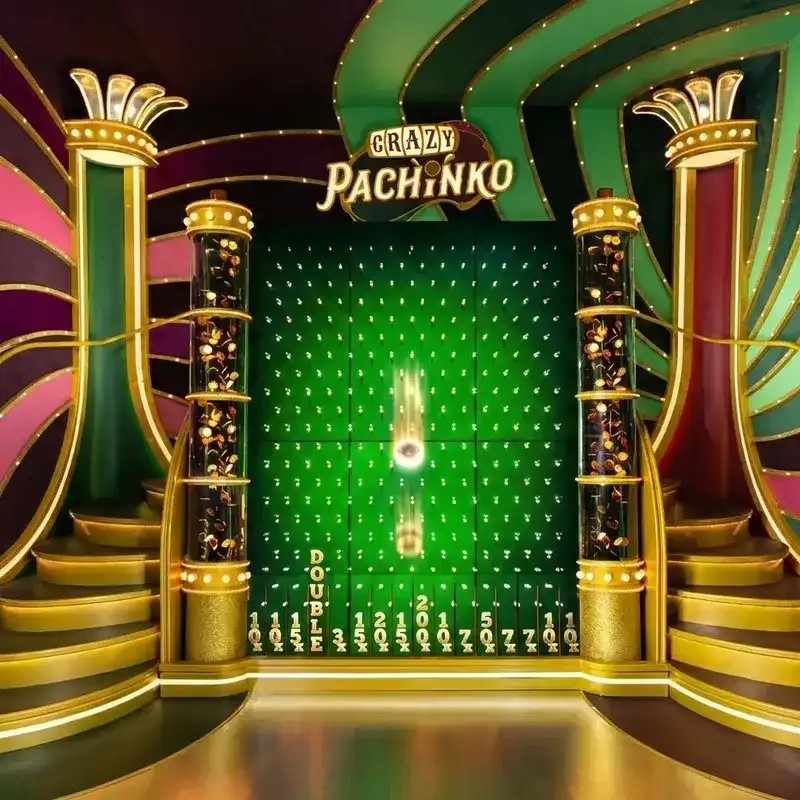 Crazy Pachinko — vertical wall with pegs and DOUBLE zones